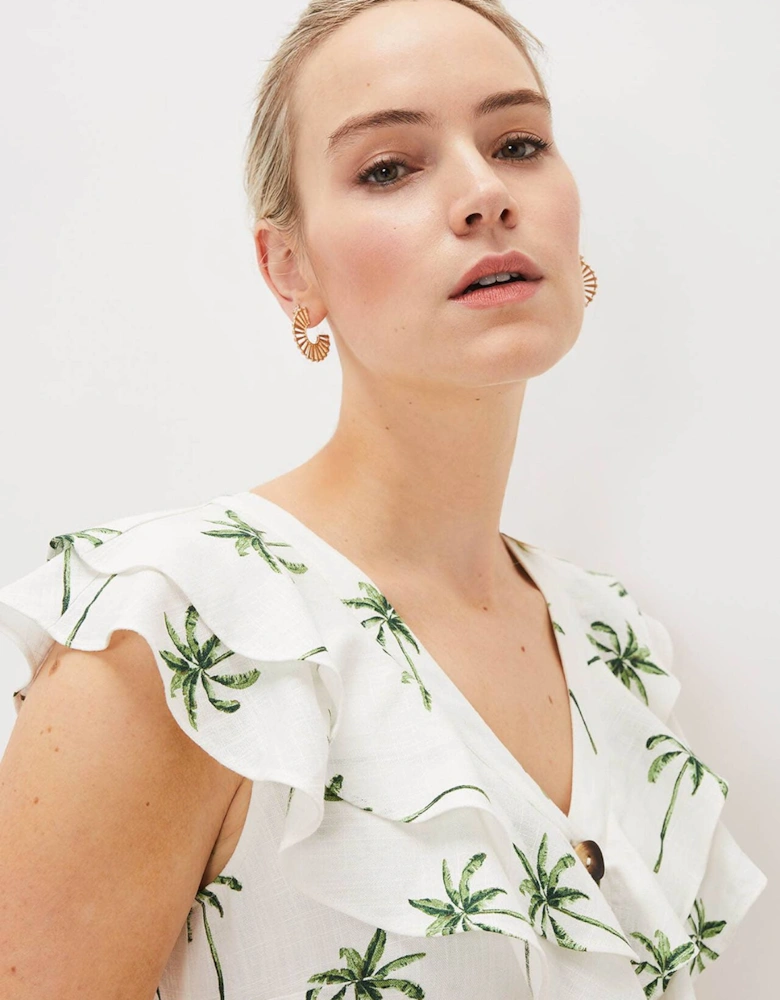 Jamilla Palm Print Midi Dress