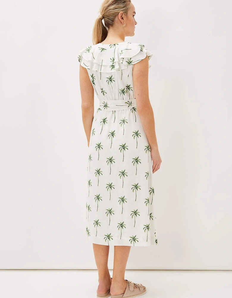 Jamilla Palm Print Midi Dress