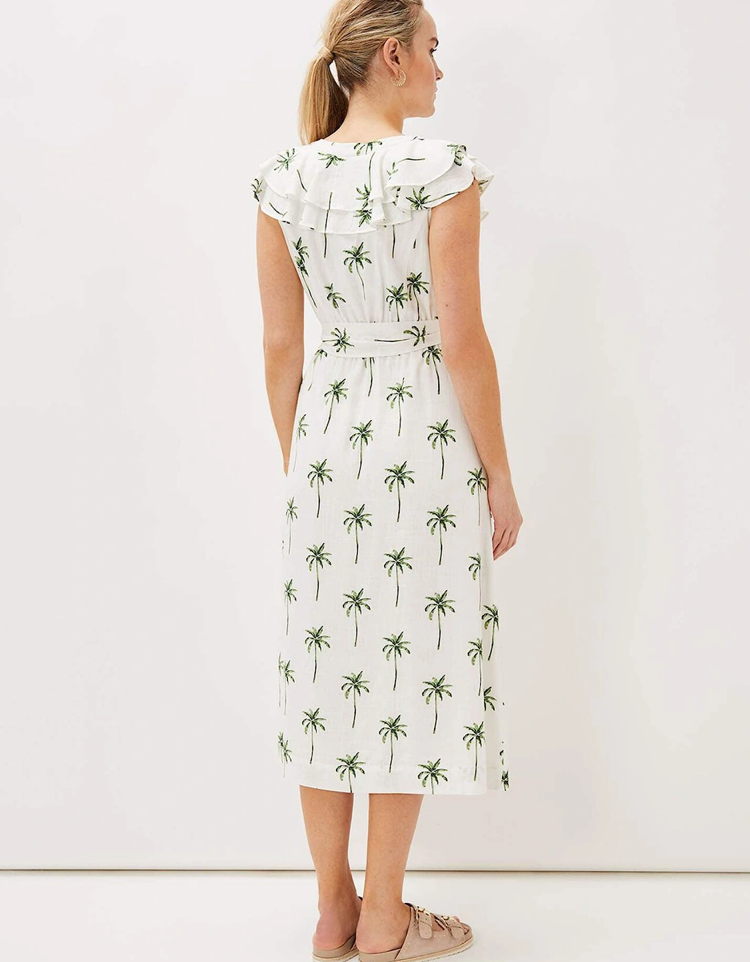 Jamilla Palm Print Midi Dress