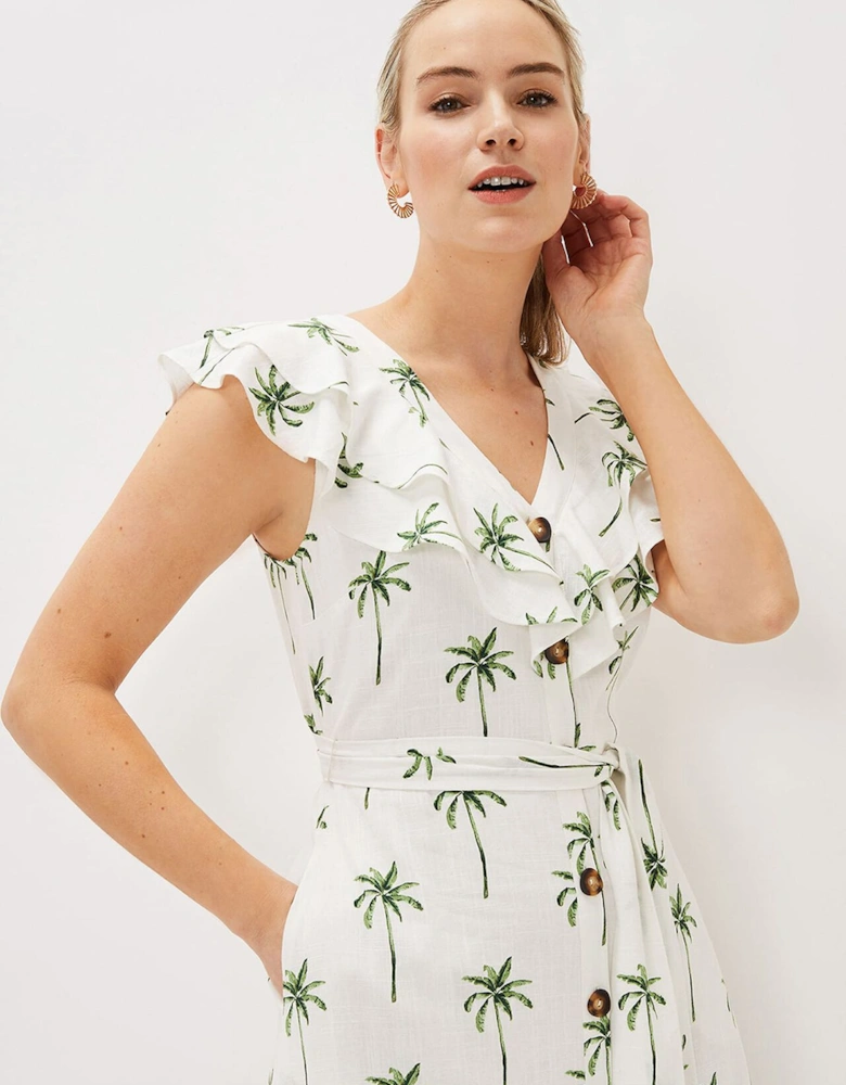 Jamilla Palm Print Midi Dress