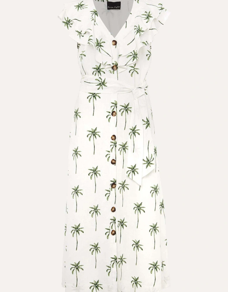 Jamilla Palm Print Midi Dress