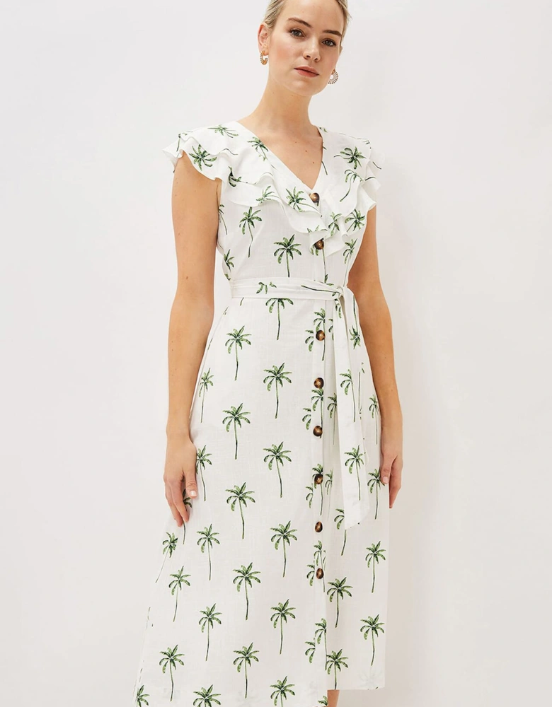 Jamilla Palm Print Midi Dress