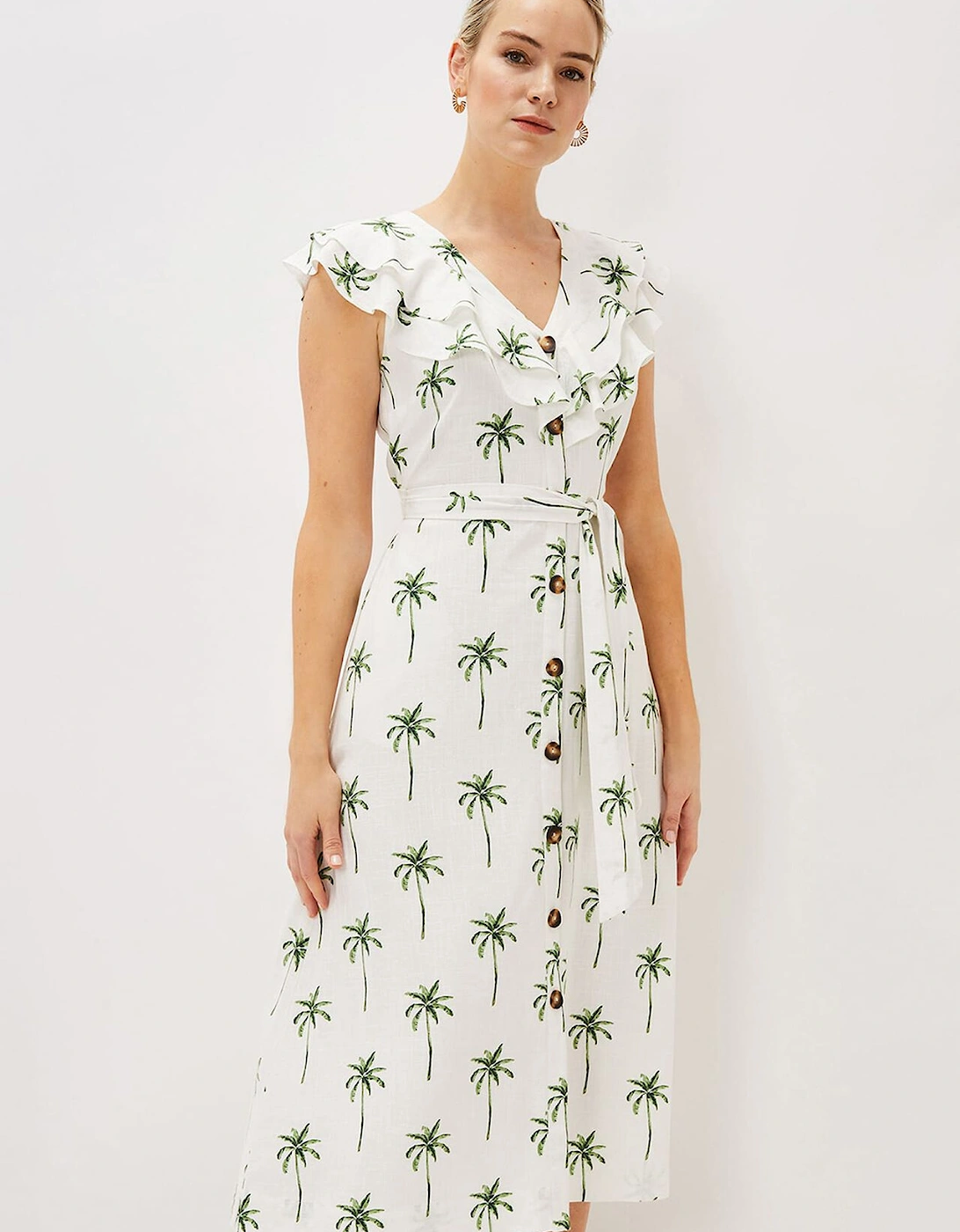 Jamilla Palm Print Midi Dress, 7 of 6