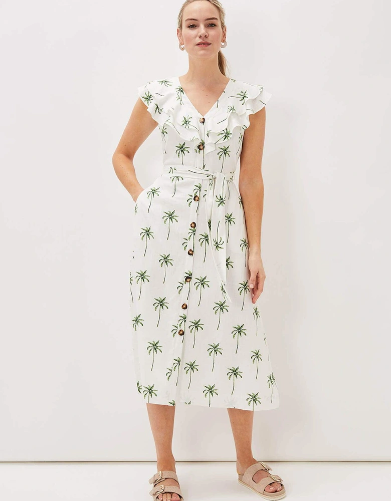 Jamilla Palm Print Midi Dress