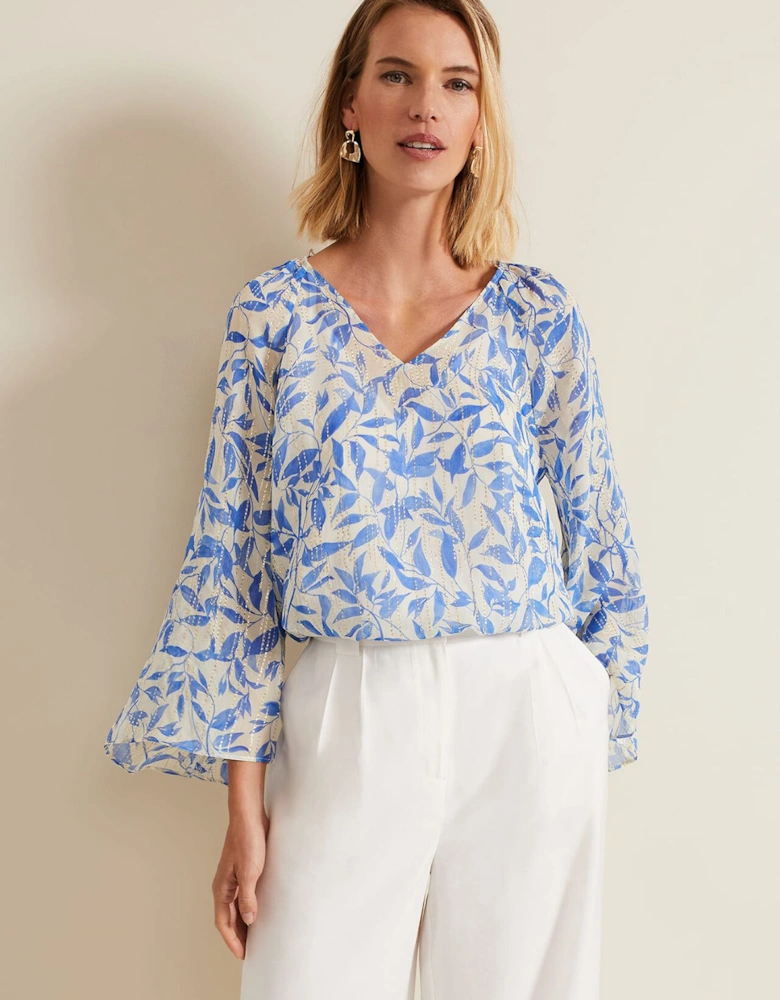 Simi Leaf Print Filcoupe Blouse