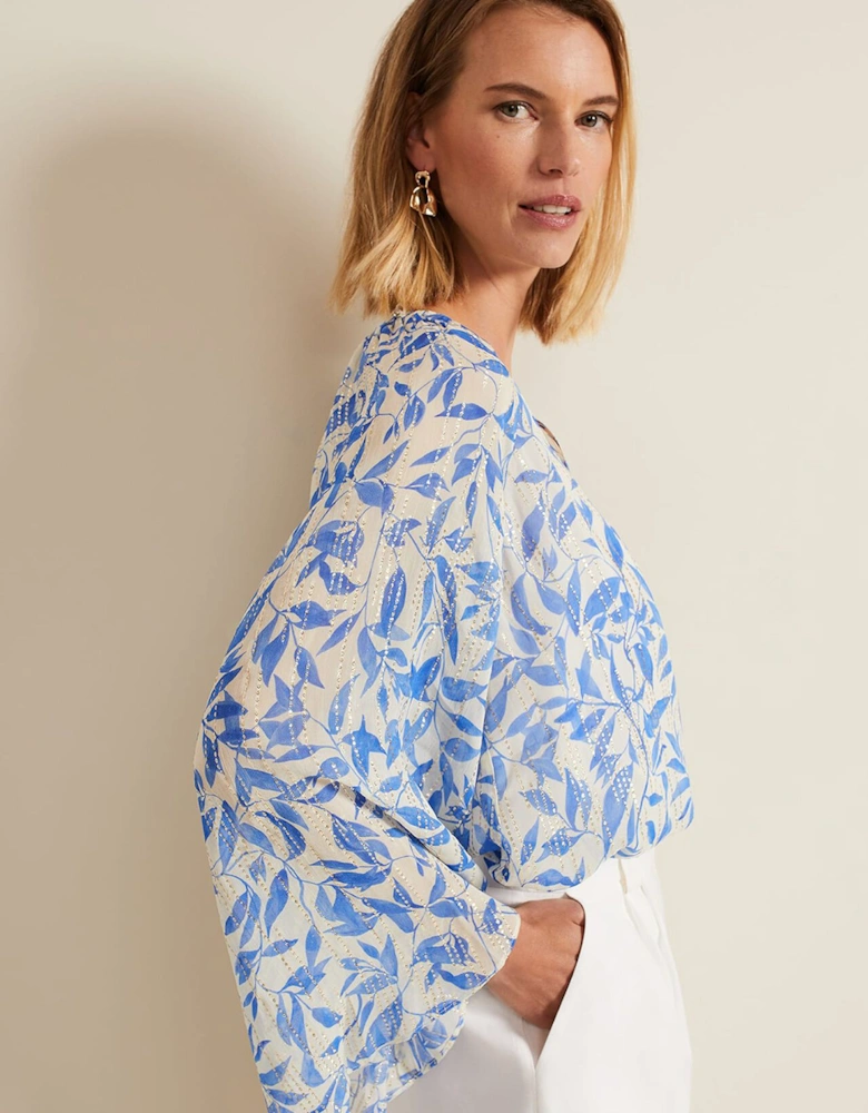 Simi Leaf Print Filcoupe Blouse