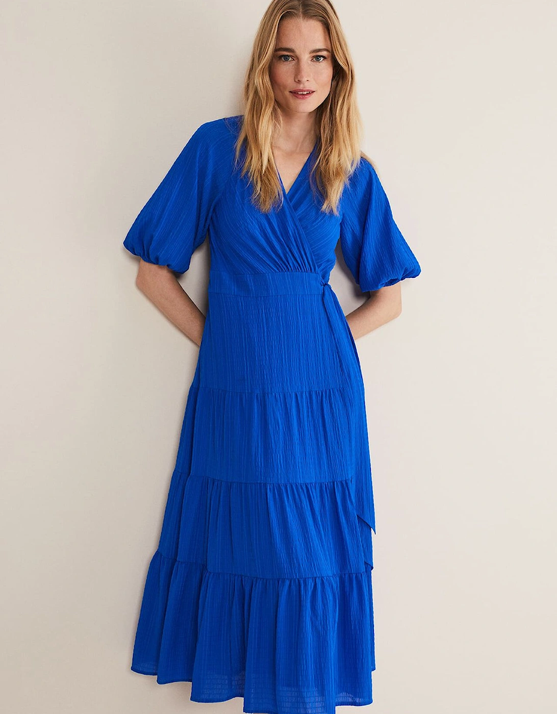 Morven Blue Wrap Midi Dress