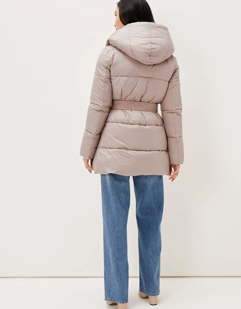 Brae Belted Puffer Knit Coat