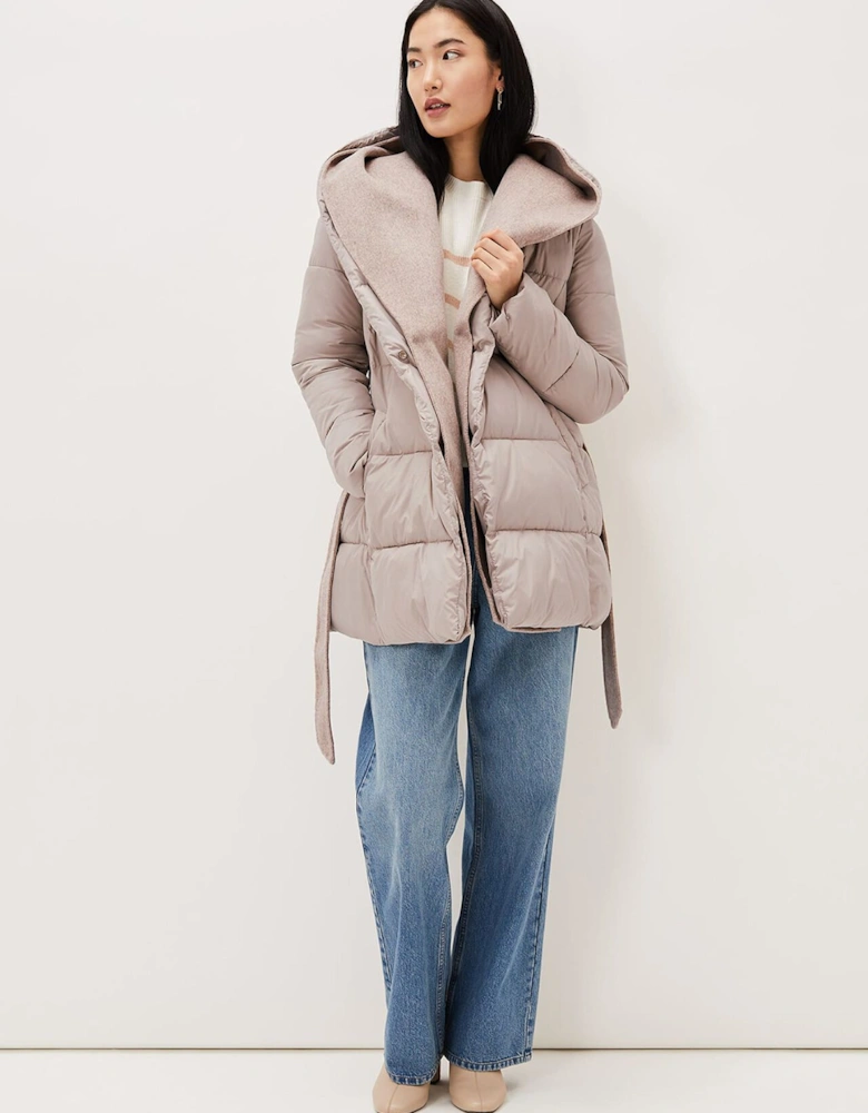 Brae Belted Puffer Knit Coat