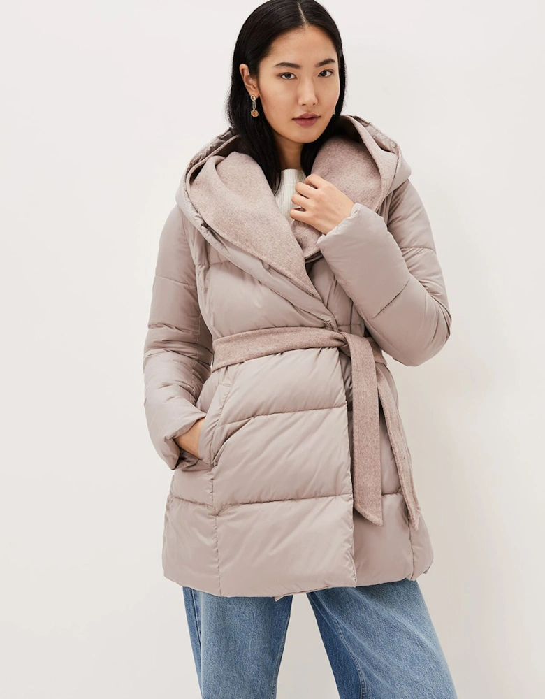 Brae Belted Puffer Knit Coat