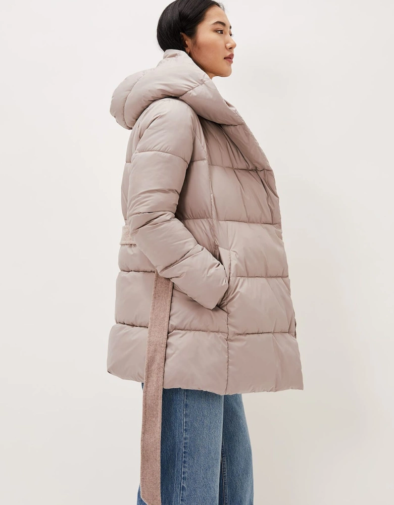 Brae Belted Puffer Knit Coat