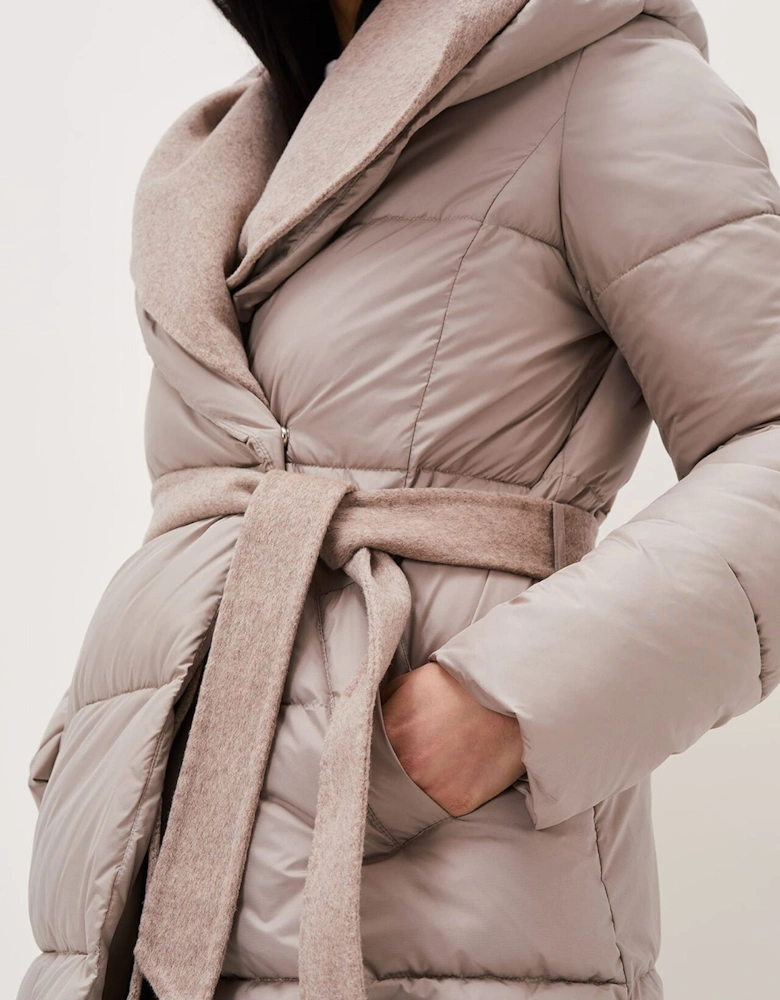 Brae Belted Puffer Knit Coat