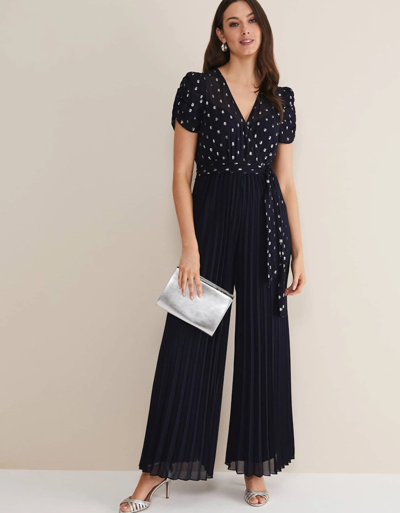 Molli Spot Pleated Jumpsuit