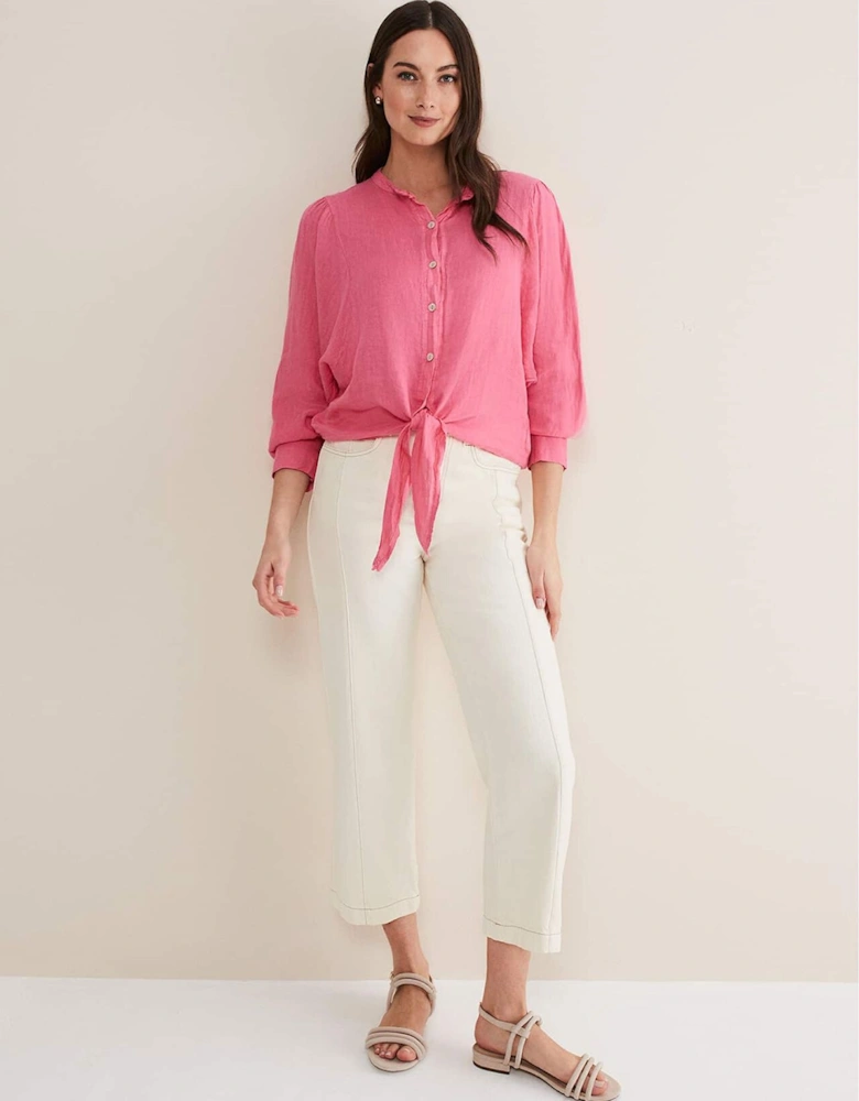 Raelynn Tie Front Linen Blouse