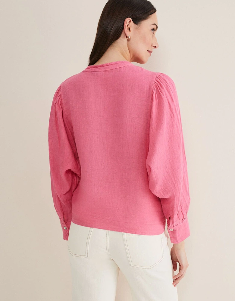 Raelynn Tie Front Linen Blouse