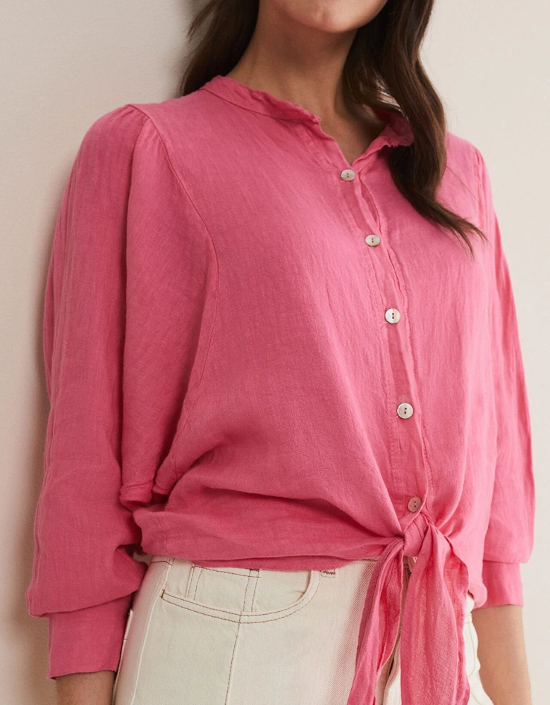 Raelynn Tie Front Linen Blouse