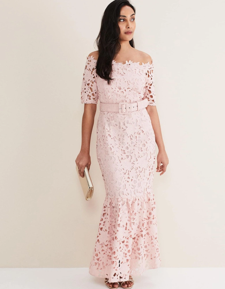 Petite Tallula Lace Bardot Maxi Dress