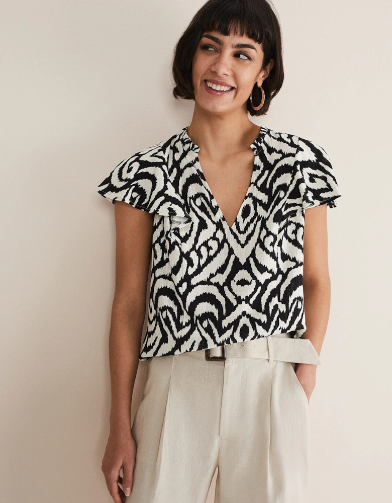 Dalia Ikat Ruffle Top