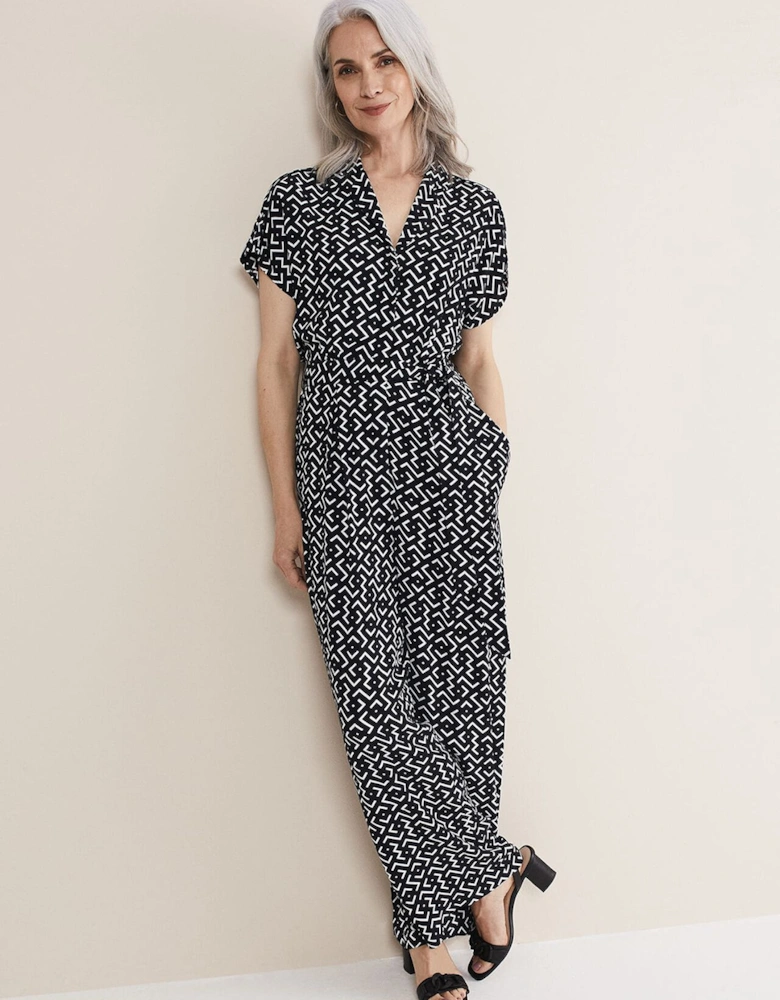 Paige Abstract Print Wide Leg Jumpsuit