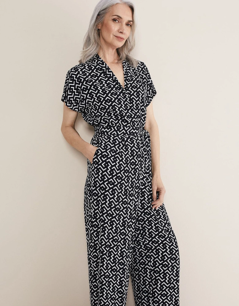 Paige Abstract Print Wide Leg Jumpsuit