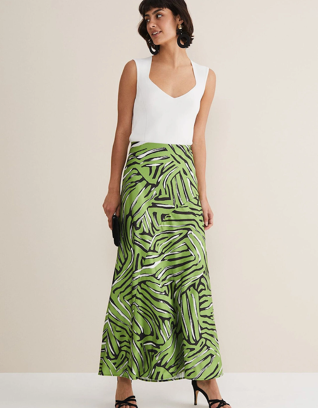 Norabel Zebra Print Satin Skirt