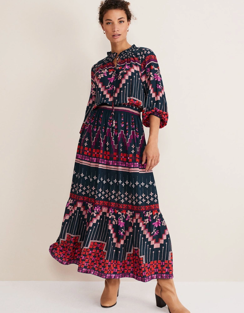 Asa Tile Print Midaxi Dress