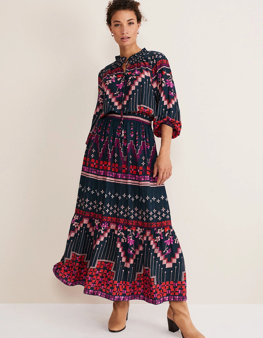 Asa Tile Print Midaxi Dress, 7 of 6