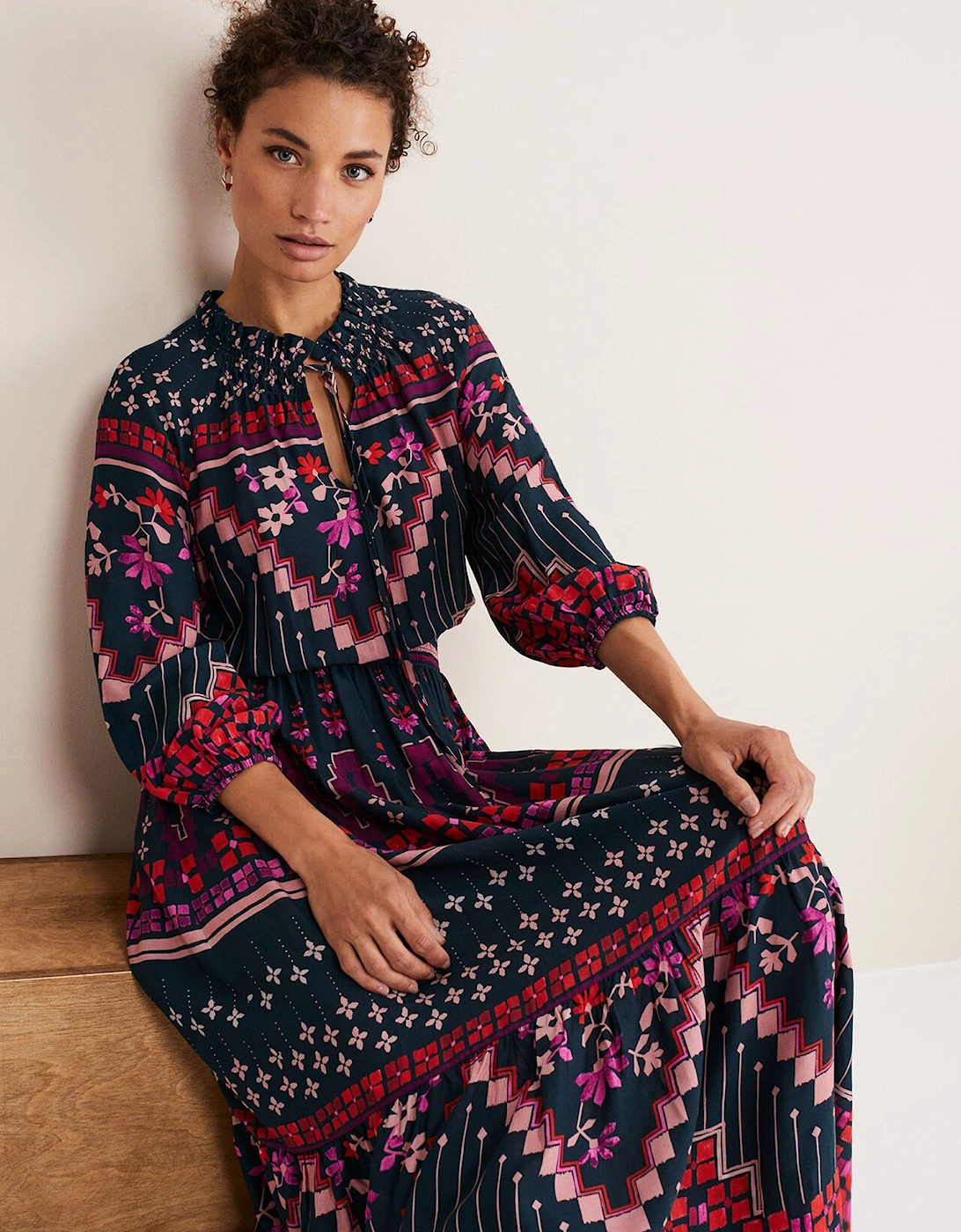 Asa Tile Print Midaxi Dress