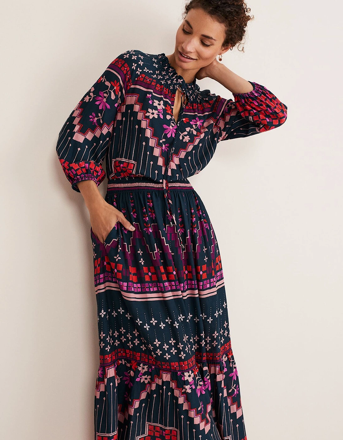 Asa Tile Print Midaxi Dress