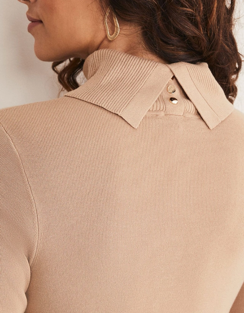 Ottilie Button Detail Roll Neck Knit