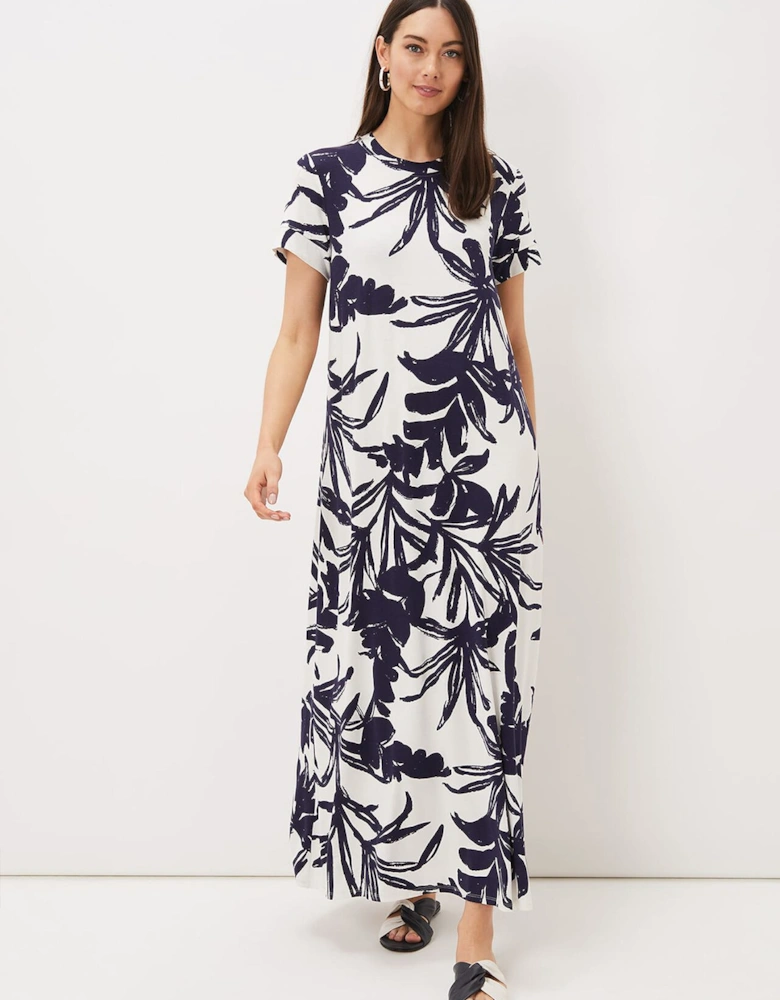 Michaela Palm Print Maxi Dress