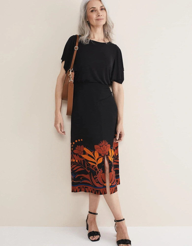 Bellita Placement Print Midi Skirt