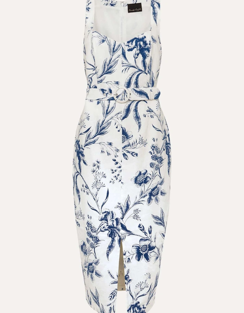 Kaya Linen Floral Bodycon Midi Dress