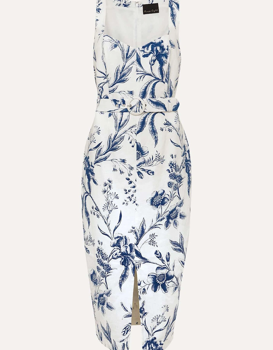 Kaya Linen Floral Bodycon Midi Dress