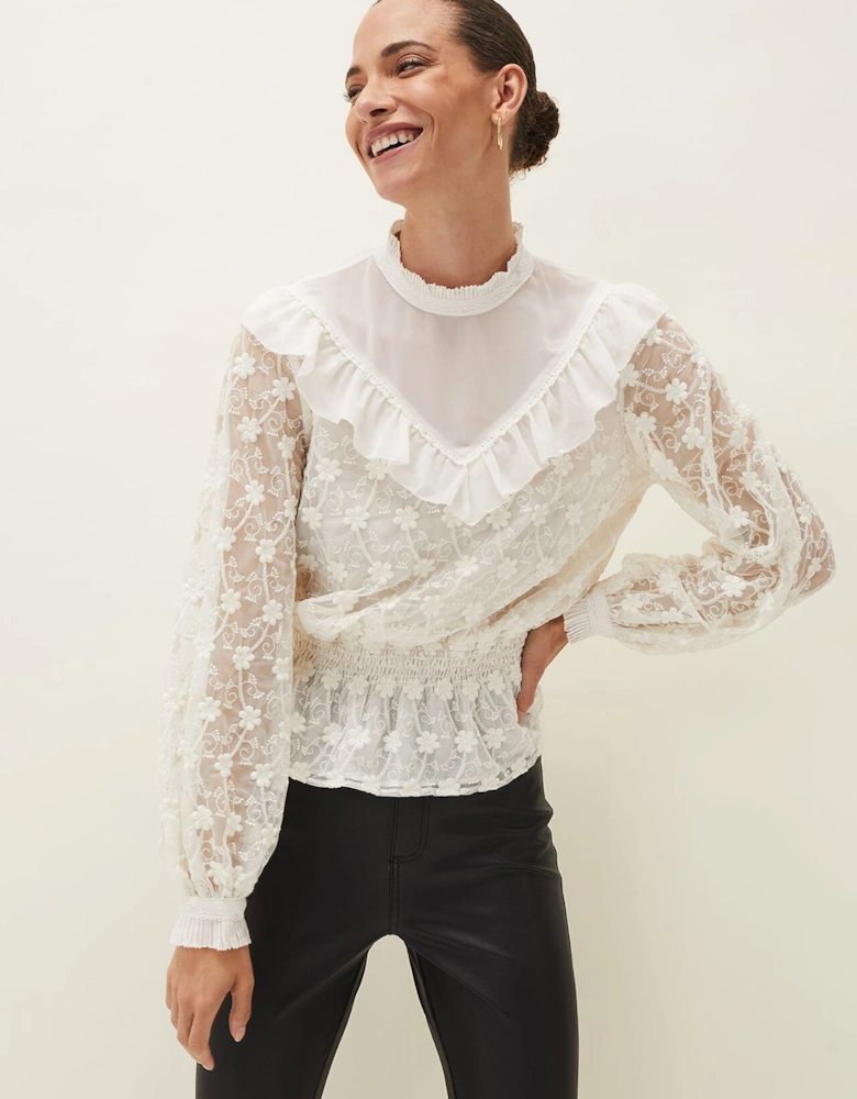 Coralina Embroidered Frill Blouse