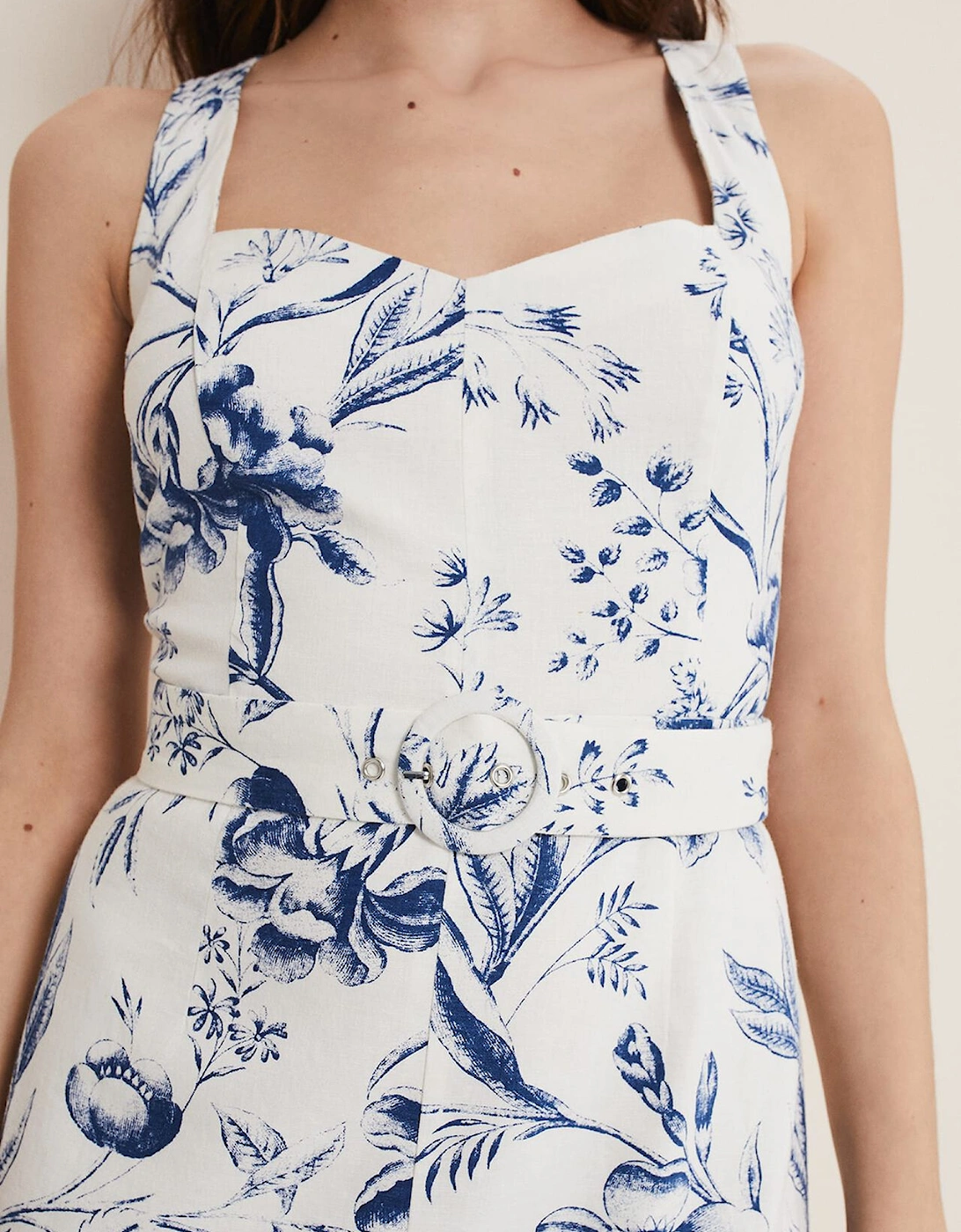 Kaya Linen Floral Bodycon Midi Dress