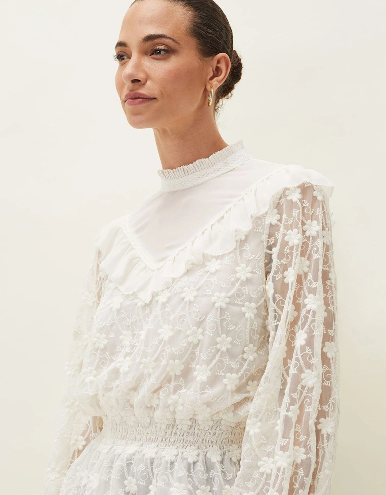 Coralina Embroidered Frill Blouse