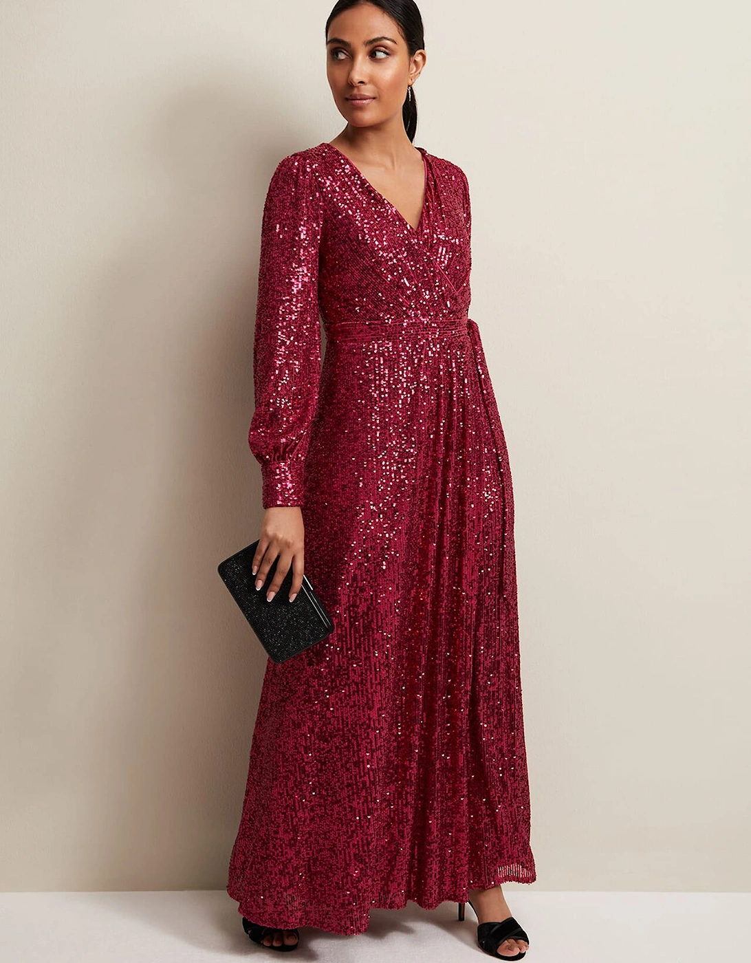 Petite Amily Pink Sequin Maxi Dress, 7 of 6