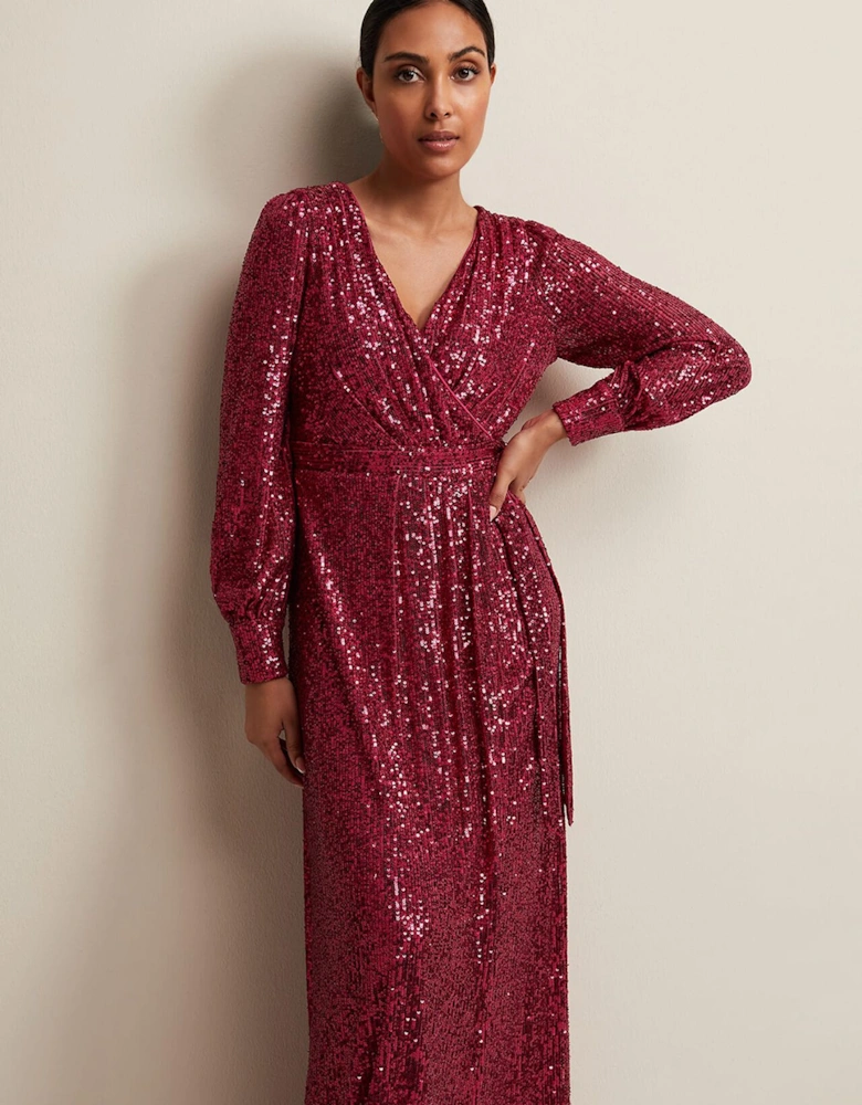 Petite Amily Pink Sequin Maxi Dress