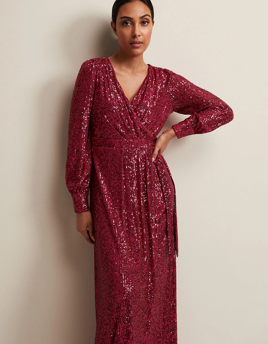 Petite Amily Pink Sequin Maxi Dress