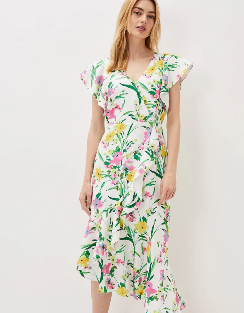 Evelin Printed Frill Hem Dress