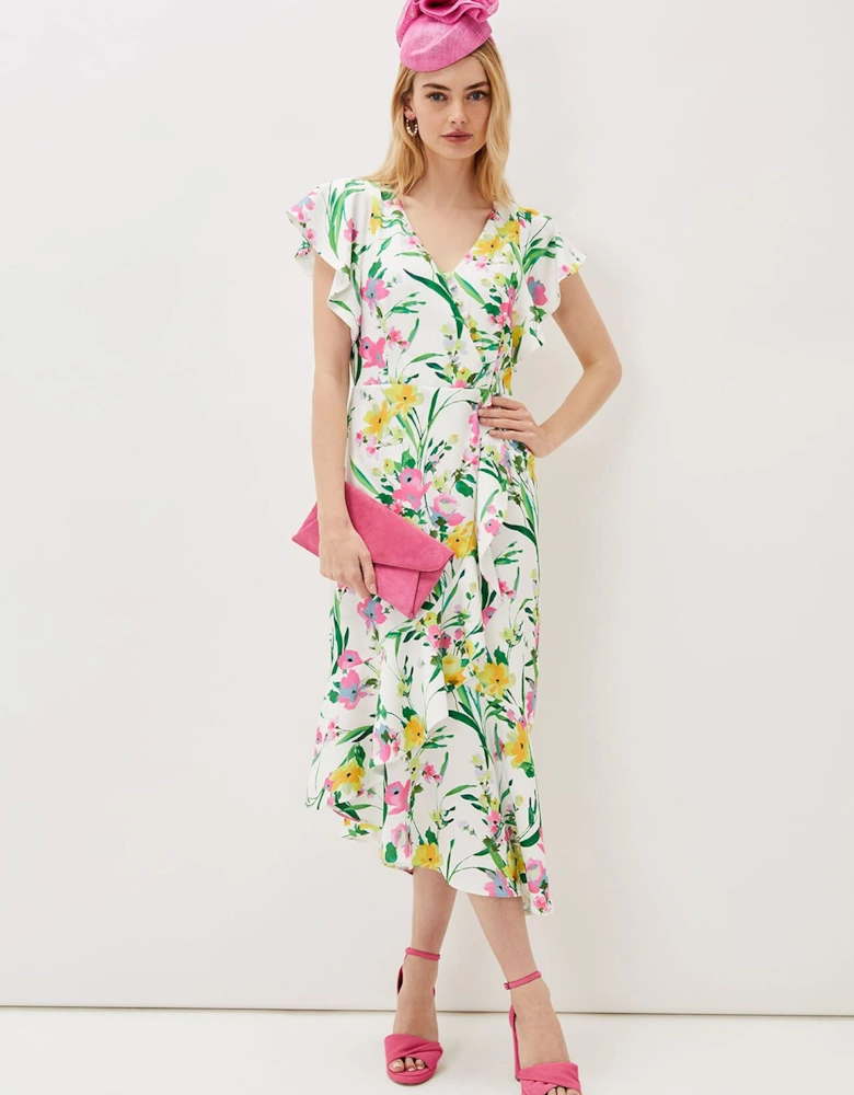 Evelin Printed Frill Hem Dress