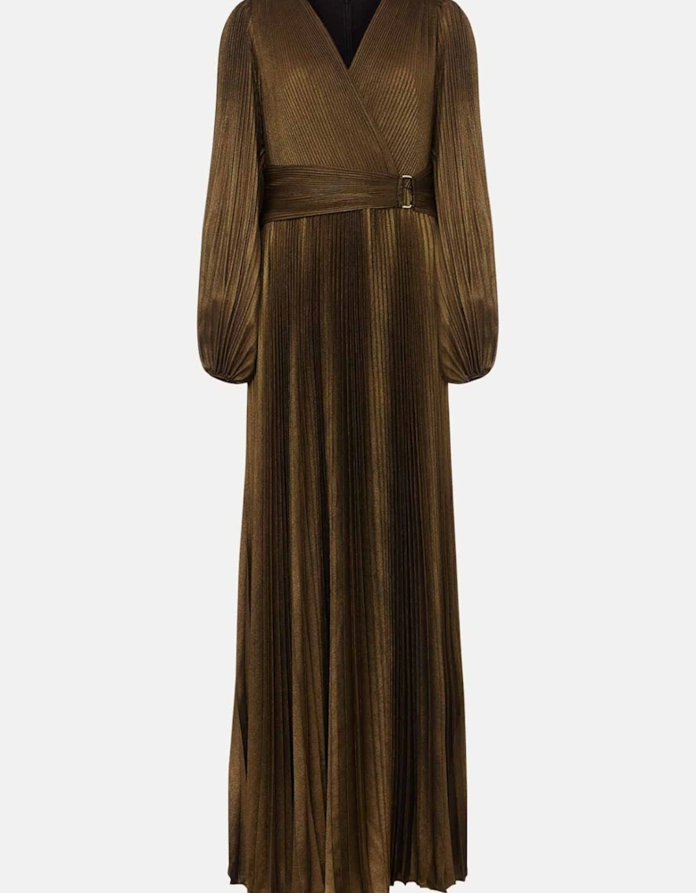 Adrianna Foil Pleated Maxi Dress