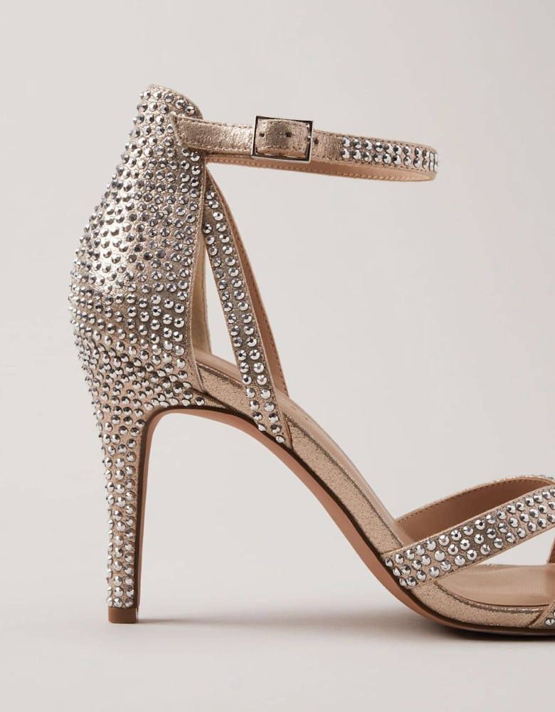 Silver Sparkly Open Toe Heels