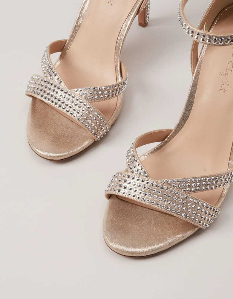 Silver Sparkly Open Toe Heels