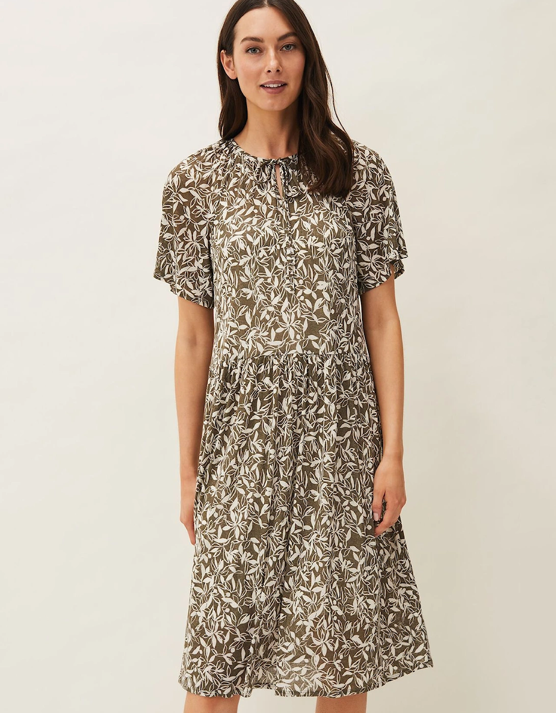 Jemmy Leaf Print Swing Dress, 7 of 6