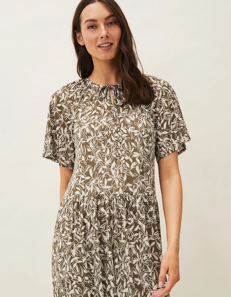 Jemmy Leaf Print Swing Dress