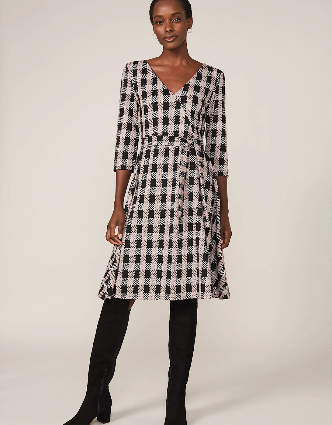 Ava Check Tie Waist Dress