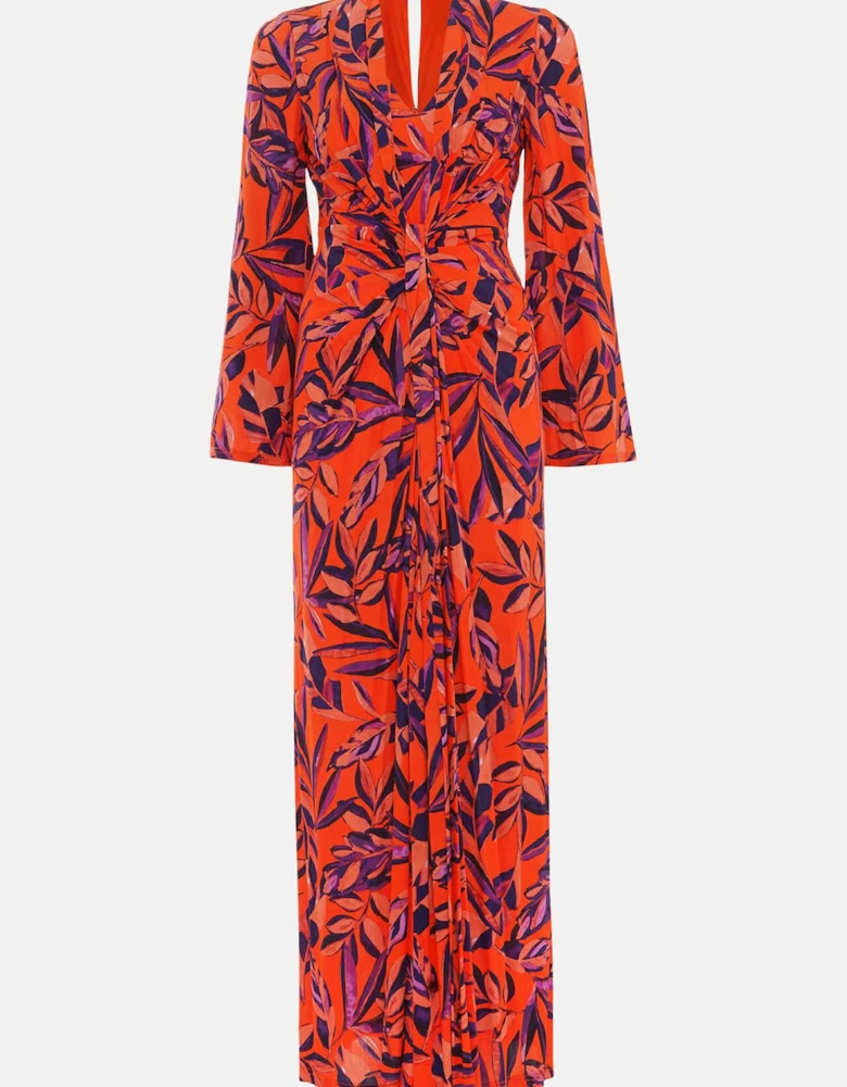 Briella Jersey Leaf Print Maxi Dress