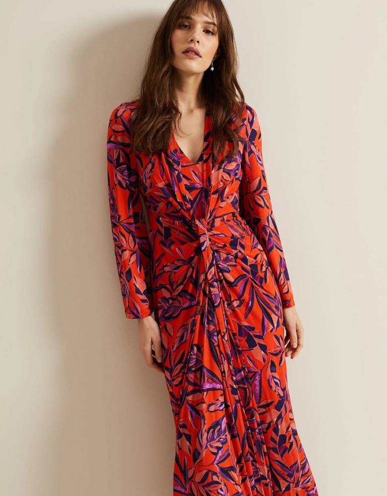 Briella Jersey Leaf Print Maxi Dress